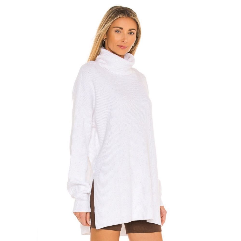 Adam Selman Sport Sequin Rib Turtle Tunic in White